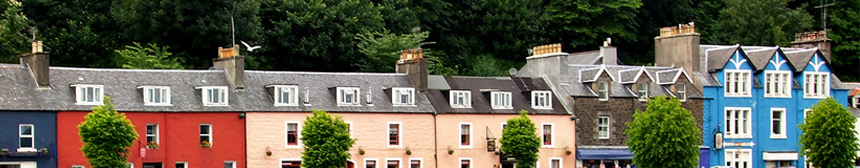 Home Information Pack (HIP) information header row of colourful houses 